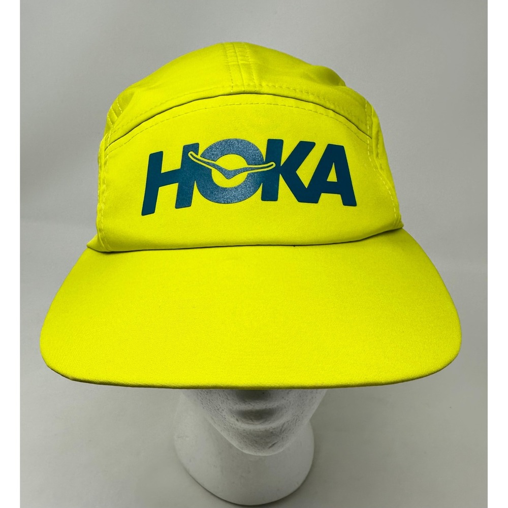 Hoka One One Performance Running Hat Neon Yellow Adjustable Bungee Cap